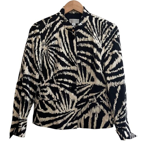 TALBOTS silk blend black/cream buttoned jacket women’s size 8 (medium) EUC - Picture 14 of 14